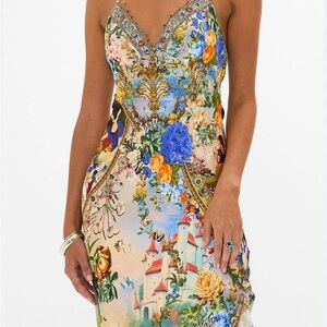 Camilla Blue and Orange Floral Midi Dress